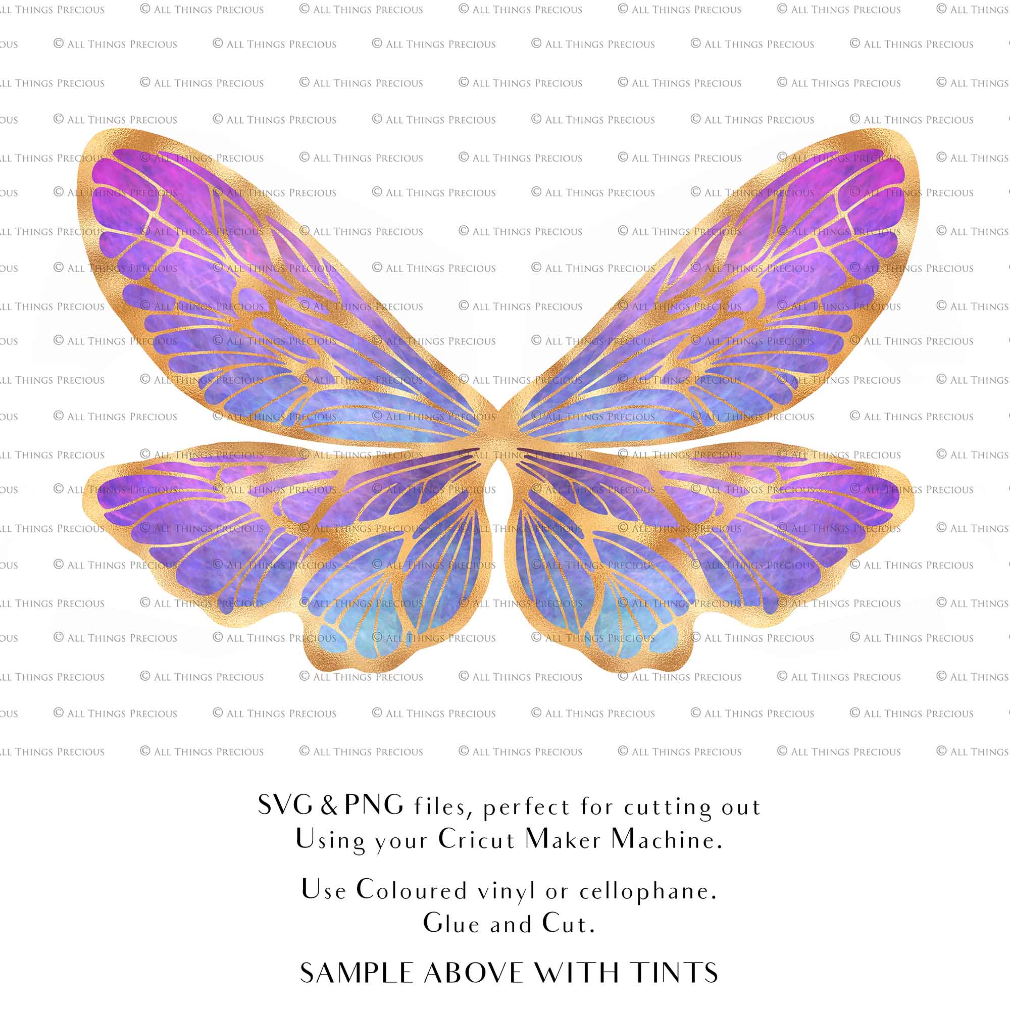SVG & PNG Fairy Wing files for Cricut or Silhouette Cameo Cutting Machine. To create wearable fairy wings, in adult or children sizes. Simply load the design into design space for Cricut, re size and you are set to go!  These are Individual Wing Pieces, for you to cut and assemble. This is a DIGITAL product.